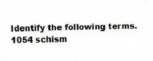 Identify the following terms.
-1054 schism