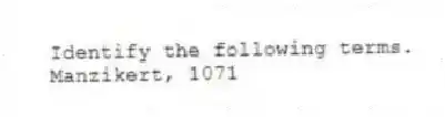 Identify the following terms.
-Manzikert, 1071