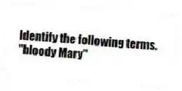 Identify the following terms.
-"bloody Mary"