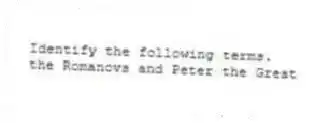 Identify the following terms.
-the Romanovs and Peter the Great