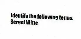 Identify the following terms.
-Sergei Witte