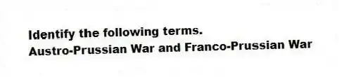 Identify the following terms.
-Austro-Prussian War and Franco-Prussian War