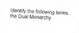 Identify the following terms.
-the Dual Monarchy