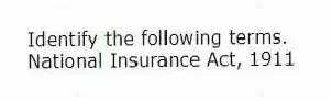 Identify the following terms.
-National Insurance Act, 1911