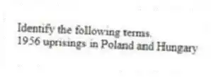 Identify the following terms.
-1956 uprisings in Poland and Hungary
