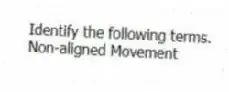 Identify the following terms.
-Non-aligned Movement