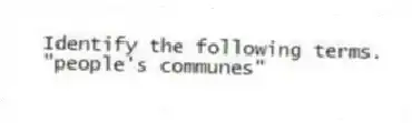 Identify the following terms.
-"people's communes"