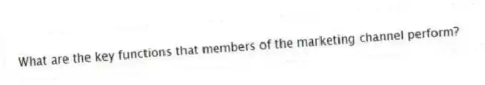 What are the key functions that members of the marketing channel perform?