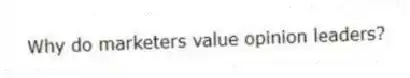 Why do marketers value opinion leaders?