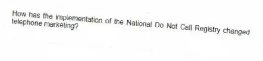 How has the implementation of the National Do Not Call Registry changed telephone marketing?