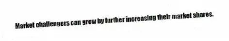 Market challengers can grow by further increasing their market shares.