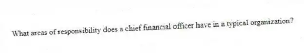 What areas of responsibility does a chief financial officer have in a typical organization?