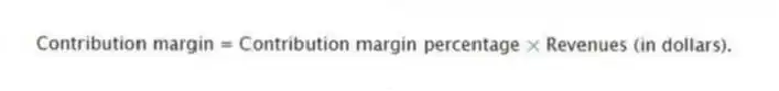 Contribution margin = Contribution margin percentage × Revenues (in dollars).