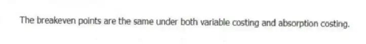 The breakeven points are the same under both variable costing and absorption costing.