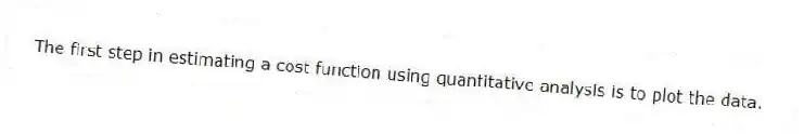 The first step in estimating a cost function using quantitative analysis is to plot the data.