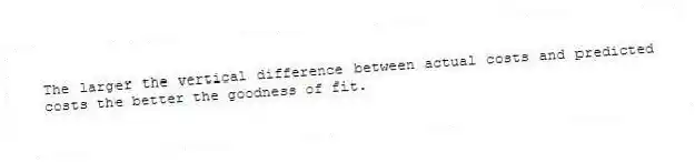 The larger the vertical difference between actual costs and predicted costs the better the goodness of fit.