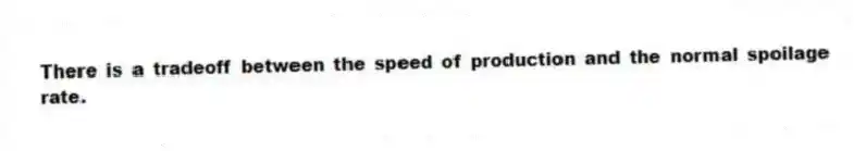 There is a tradeoff between the speed of production and the normal spoilage rate.
