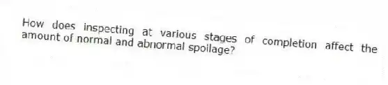 How does inspecting at various stages of completion affect the amount of normal and abnormal spoilage?