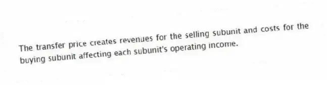 The transfer price creates revenues for the selling subunit and costs for the buying subunit affecting each subunit's operating income.