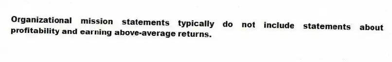 Organizational mission statements typically do not include statements about profitability and earning above-average returns.