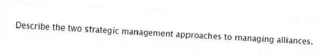 Describe the two strategic management approaches to managing alliances.