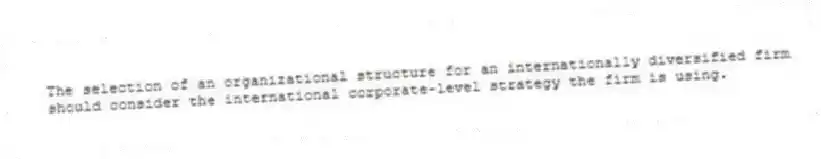 The selection of an organizational structure for an internationally diversified firm should consider the international corporate-level strategy the firm is using.