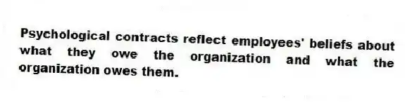 Psychological contracts reflect employees' beliefs about what they owe the organization and what the organization owes them.