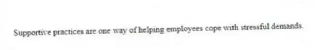 Supportive practices are one way of helping employees cope with stressful demands.