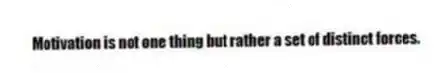 Motivation is not one thing but rather a set of distinct forces.