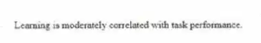 Learning is moderately correlated with task performance.
