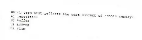 Which term best reflects the core concept of echoic memory?
A) repetition
B) buffer
C) access
D) time