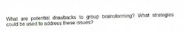 What are potential drawbacks to group brainstorming? What strategies could be used to address these issues?