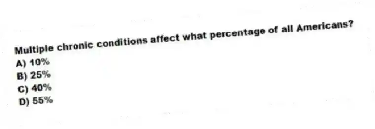 Multiple chronic conditions affect what percentage of all Americans?
A) 10%
B) 25%
C) 40%
D) 55%