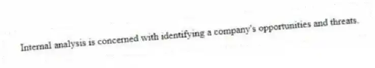 Internal analysis is concerned with identifying a company's opportunities and threats.