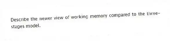 Describe the newer view of working memory compared to the three-stages model.