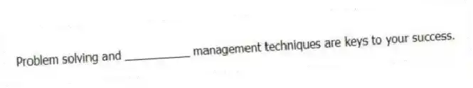 Problem solving and __________ management techniques are keys to your success.