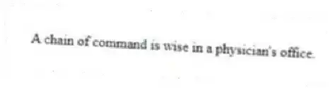 A chain of command is wise in a physician's office.