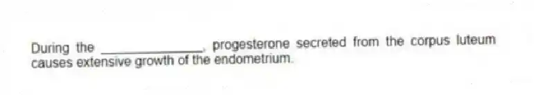 During the ______________, progesterone secreted from the corpus luteum causes extensive growth of the endometrium.