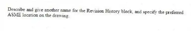 Describe and give another name for the Revision History block, and specify the preferred ASME location on the drawing.