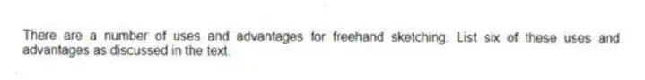 There are a number of uses and advantages for freehand sketching. List six of these uses and advantages as discussed in the text.