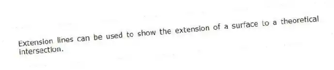 Extension lines can be used to show the extension of a surface to a theoretical intersection.