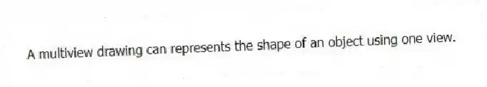 A multiview drawing can represents the shape of an object using one view.