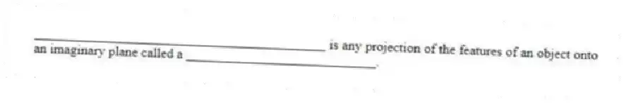 ___________________________________________ is any projection of the features of an object onto an imaginary plane called a ____________________________.