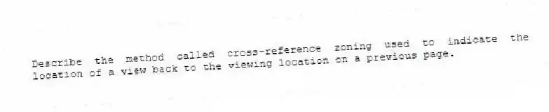Describe the method called cross-reference zoning used to indicate the location of a view back to the viewing location on a previous page.