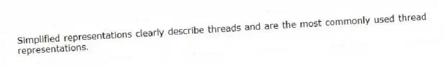 Simplified representations clearly describe threads and are the most commonly used thread representations.