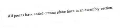 All pieces have coded cutting plane lines in an assembly section.