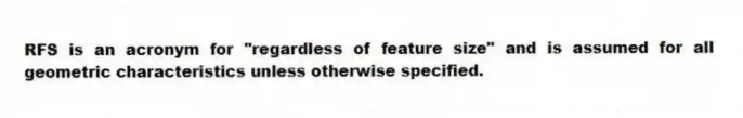 RFS is an acronym for "regardless of feature size" and is assumed for all geometric characteristics unless otherwise specified.