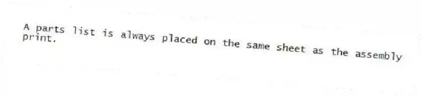 A parts list is always placed on the same sheet as the assembly print.