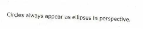 Circles always appear as ellipses in perspective.