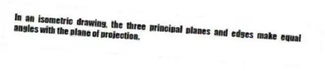 In an isometric drawing, the three principal planes and edges make equal angles with the plane of projection.